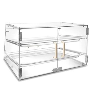 YBSVO 2 Tray Bakery Display Case with Front and Rear Doors - 21" x 17" x 12"