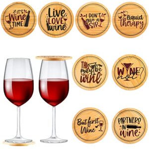 tessco 8 pcs wine glass covers funny wood drinking glass covers to keep bugs out bamboo water glass toppers keeps debris out for party wine accessories housewarming gifts