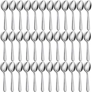 36-piece dinner spoons set, funnydin 6.7" stainless steel spoons silverware, durable dessert spoons, table spoon use for home, kitchen and restaurant - mirror polished, dishwasher safe