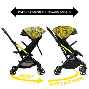 Royalbaby Lightweight Infant Stroller 360 Reversible Seat, Compact Fold, Portable Travel Toddler Baby Stroller with Umbrella & Multi-Position Reclining, Adjustable Large Canopy, Extra Storage, Yellow