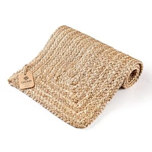 uniqloth farmhouse jute burlap braided table runner 36 inches long - 13x36 natural jute braided table runner 100% jute hand crafted rustic vintage dining table runner natural