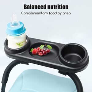 Kqiang Universal Stroller Snack Tray with Cup Holder Stroller Snack Tray Attachment with Removable Non-Slip Grip Clip for Stroller Bar Multifunction Stroller Organizer