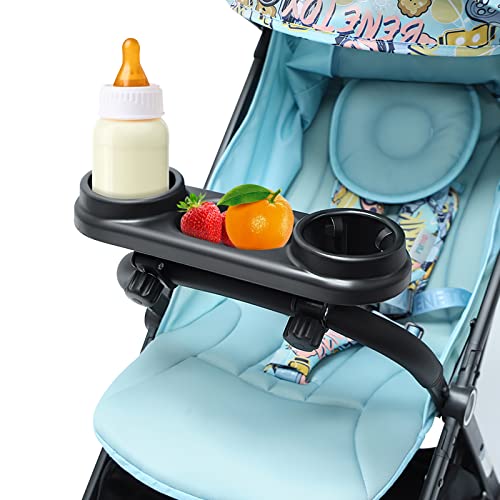 Kqiang Universal Stroller Snack Tray with Cup Holder Stroller Snack Tray Attachment with Removable Non-Slip Grip Clip for Stroller Bar Multifunction Stroller Organizer