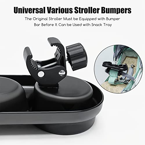 Kqiang Universal Stroller Snack Tray with Cup Holder Stroller Snack Tray Attachment with Removable Non-Slip Grip Clip for Stroller Bar Multifunction Stroller Organizer