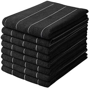 microfiber kitchen towels - super absorbent, soft and thick dish hand towels, 8 pack (stripe designed black colors), 26 x 18 inch