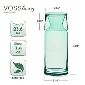 VOSS Living - Bedside Water Carafe and Glass Set, 23.6 Oz - Glass Water Pitcher - Nightstand Water Carafe and Glass - Mouthwash Decanter Set (Ivory Black)