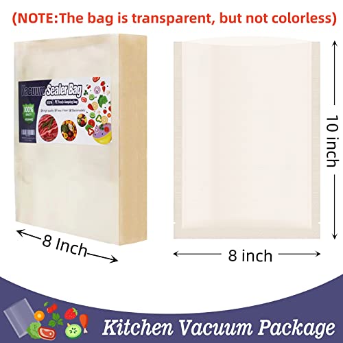 DMPACKDM K-Coating Vacuum Sealer Bags 8 x 10 inch 100 pack BPA Free Pre-Cut Heavy Duty Bag Fit for All Vac Machines Food Saver,Seal a Meal, Weston,Commercial Grade Precut Meal Prep Sous Vide Bags