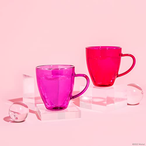 Dragon Glassware x Barbie Espresso Cups, Barbie Dreamhouse Collection, Pink and Magenta Glasses, Double Wall Insulated Coffee Cups, Keeps Beverages Hot or Cold Longer, 6 oz Capacity, Set of 2