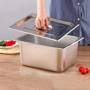 Stainless Steam Hotel Pan 1/2 Half-Size 22 Gauge Stainless Steel Anti-Jam Steam Table Pan with Lid (Lid)