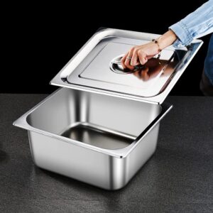 Stainless Steam Hotel Pan 1/2 Half-Size 22 Gauge Stainless Steel Anti-Jam Steam Table Pan with Lid (Lid)