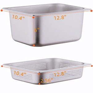 Stainless Steam Hotel Pan 1/2 Half-Size 22 Gauge Stainless Steel Anti-Jam Steam Table Pan with Lid (Lid)