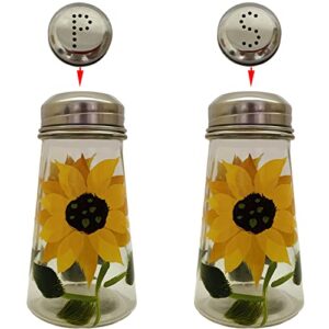 ritadeshop hand painted salt and pepper shaker set with s and p stainless lids (2, sunflowers)