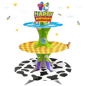 3-tier cartoon story cupcake stand cardboard cake stand dessert tower holder for toy theme birthday decoration baby shower party supplies