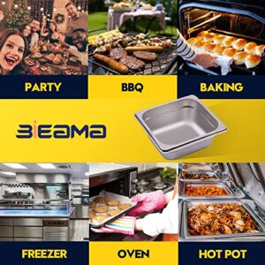 BIEAMA 6-Pack Hotel Pans with Lid, 1/6 Size 2.6" Deep, NSF, Catering Food Pan, Commercial Stainless Steel Pan with Cover