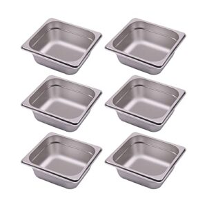 BIEAMA 6-Pack Hotel Pans with Lid, 1/6 Size 2.6" Deep, NSF, Catering Food Pan, Commercial Stainless Steel Pan with Cover