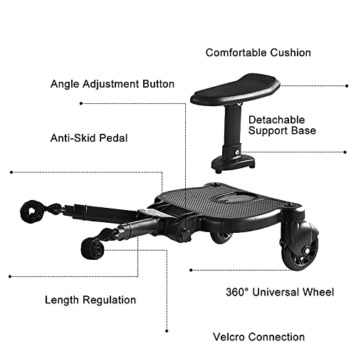 Universal Stroller Board with Removable Seat- 2-in-1 Sit and Stand Baby Stroller Rider Board Stable Stroller Glider Board Stroller Ride Board Fit for Most Brands' Stroller