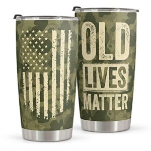 macorner gifts for men - stainless steel camo tumbler 20oz retirement military gift - christmas gift for men dad grandpa uncle from daughter son wife - 40th 50th 60th 70th birthday gifts for old men