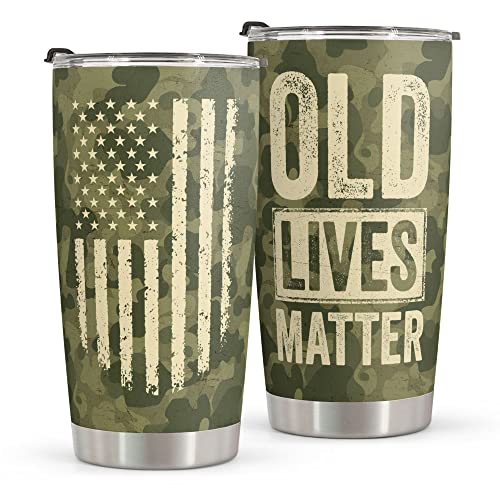 Macorner Gifts for Men - Stainless Steel Camo Tumbler 20oz Retirement Military Gift - Christmas Gift for Men Dad Grandpa Uncle From Daughter Son Wife - 40th 50th 60th 70th Birthday Gifts for Old Men