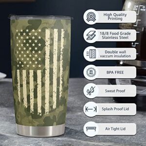 Macorner Gifts for Men - Stainless Steel Camo Tumbler 20oz Retirement Military Gift - Christmas Gift for Men Dad Grandpa Uncle From Daughter Son Wife - 40th 50th 60th 70th Birthday Gifts for Old Men