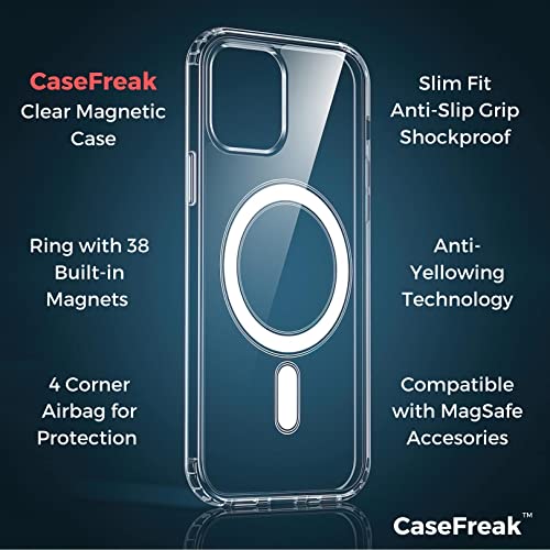 CASEFREAK Clear Case for iPhone 11 Pro with Magnetic Ring, Compatible with Mag-Safe Accessories, Slim Fit Anti-Yellowing Protective Case for iPhone 11 Pro (5.8" Screen)