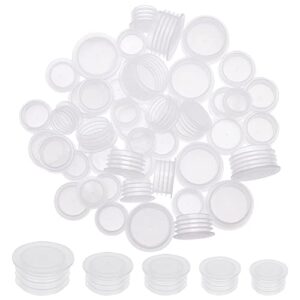 GORGECRAFT 5 Size 50PCS Salt and Pepper Shaker Stoppers Plastic Salt Shaker Plug Stopper 1/2 to 7/8 Inch Replacement Plug Bottle Caps Reusable Clear Round End Cap for Bottles Pipes Flower Pots