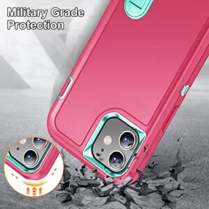 BaHaHoues for iPhone 11 Case, iPhone 11 Phone Case with Built in Kickstand,Shockproof/Dustproof/Drop Proof Military Grade Protective Cover for iPhone 11 6.1 inch (Pink/Aqua Blue)