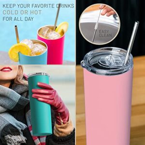 Earth Drinkware SKINNY TUMBLERS (4 pack) - 20oz Stainless Steel Double Wall Insulated Tumblers with Lids and Straws | Skinny Travel Mug, Straw Cleaner INCLUDED | Blanks For Vinyl Projects - Multi #4