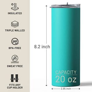 Earth Drinkware SKINNY TUMBLERS (4 pack) - 20oz Stainless Steel Double Wall Insulated Tumblers with Lids and Straws | Skinny Travel Mug, Straw Cleaner INCLUDED | Blanks For Vinyl Projects - Multi #4