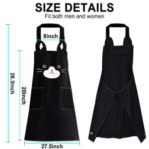 KIMCHOMERSE Apron with Cute Cat Pattern for Women Girls, Kitchen Apron with Front Pockets for Cooking Grilling Baking Serving Painting Gardening, Funny Gifts for Mom and Friends -Black