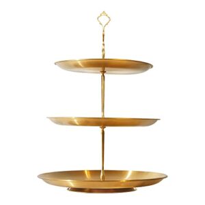 puwwot gold metal tiered cupcake stand, stainless steel 3 tier cupcake display tower, cake stand, pastry dessert holder for baby shower birthday party wedding (stainless steel golden)