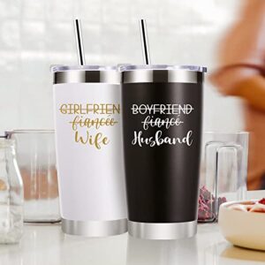 Husband and Wife Travel Tumbler Apron Set Wedding Gifts for Couples Unique 2023 His and Hers Gifts Engagement Anniversary Valentine’s Day Bridal Shower Gifts for Bride Groom Mr Mrs Newlyweds