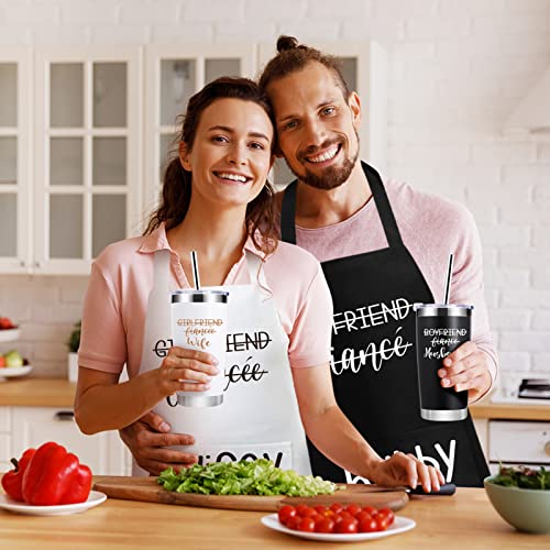 Husband and Wife Travel Tumbler Apron Set Wedding Gifts for Couples Unique 2023 His and Hers Gifts Engagement Anniversary Valentine’s Day Bridal Shower Gifts for Bride Groom Mr Mrs Newlyweds