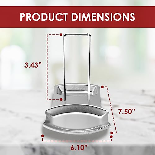 Stainless Steel Spoon Rest with Lid Holder or, Pan Pot Cover Lid Rack, Heat-Resistant, Stainless Steel Home Kitchen Utensils HoldersSpoon and Lid Rest, Pot Lid Organizer, Kitchen Counter Dec