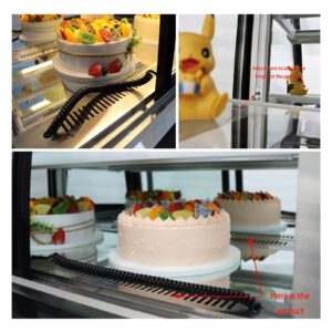 LGXEnzhuo Commercial Refrigerated Cake Display Cabinet Floor Type Curved Display Fridge Yellow LED Light Air-cooled Automatic Defrost Front Sliding Door 220V 3-layer