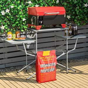 Giantex Portable Pellet Smoker Grill Set, 8-in-1 Electric Tabletop Pellet Grill with 20 lbs Apple Wood Pellet, Auto-feed System, Maintain 180°F to 500°F, 256 sq.in Outdoor Wood Pellet Grill (Red)