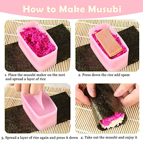 6 Pcs/Set Spam Musubi Maker Mold Press (Non Stick) with Luncheon Meat Slicer Kit Sushi Shake Rice Ball Mold Onigiri Mold Sushi Making Tool Egg Slicer Hot Dog Cutter for Kitchen