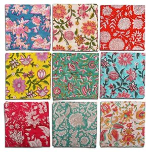 diyanaimpex 10 pc cotton cloth napkins hand block print hand made size 16x16 inch printed home decor indian eco friendly mix lot dinner napkins (multicoloured)