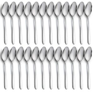 32 piece dinner spoons set, apeo 8 inch spoons, silverware spoons only, stainless steel spoon, mirror polished, table spoons for eating, home, kitchen, restaurant, dishwasher safe