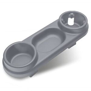 universal stroller snack tray - with cup holders - upgraded stroller bar attachment; dual non-slip grip clip, gray/black (gray)