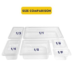 BIEAMA 6 Pack Food Pans with Lids, 1/6 Size 4'' Deep, Polycarbonate, Clear