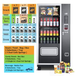 epex snack beverage combo vending machine with led glass front
