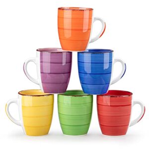 vancasso bonita 12 oz coffee mugs set of 6, ceramic coffee cups for cappuccino, latte, tea, cocoa, warm color