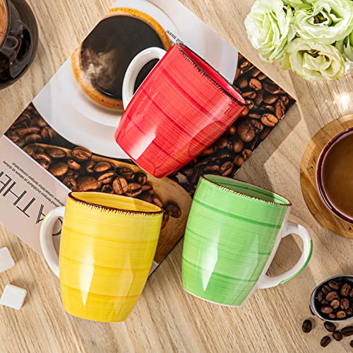 vancasso Bonita 12 Oz Coffee Mugs Set of 6, Ceramic Coffee Cups for Cappuccino, Latte, Tea, Cocoa, Warm Color