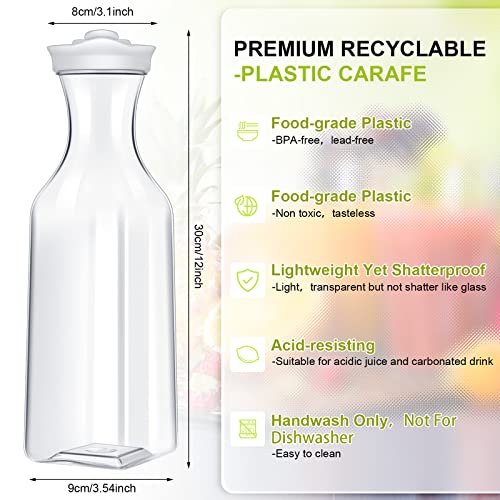 8 Pcs 50 oz Water Carafe with Flip Top Lid Square Juice Container Plastic Pitcher Clear Drink Pitcher Carafes for Mimosa Bar Cold Brew Water Iced Tea Juice Beverage Milk Fridge Restaurants Parties