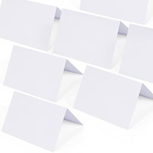 place cards for table setting - 50 pack white blank tent place cards for weddings,table seating cards,name tents placecards 3.7" x 2.48"(folded)
