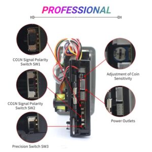 Yunseity Coin Acceptor, CPU Multi Coins Acceptor Selector with LED Indicator, Game Coin Slot Acceptor Coin Acceptor for Arcade Game Vending Machine