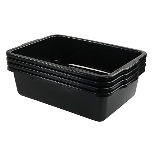 CAND Extra Large Black Bus Tub Box, 32 L Plastic Bus Bin for Restaurant, 4 Pack