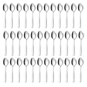 gymdin 36 pieces teaspoons set, 6.2 inches spoons set, stainless steel teaspoons silverware, small spoons, mirror polished & dishwasher safe, tea spoons suitable for home, kitchen and restaurant