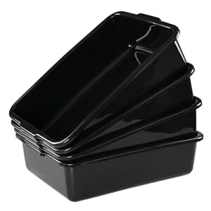 jekiyo 4 pack black small commercial bus tub box, 8 liter plastic bus tray