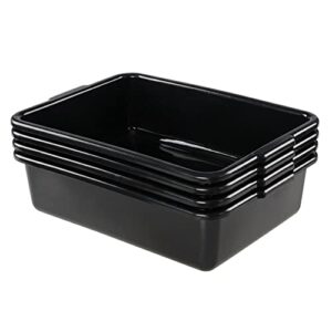 Jekiyo 4 Pack Black Small Commercial Bus Tub Box, 8 Liter Plastic Bus Tray